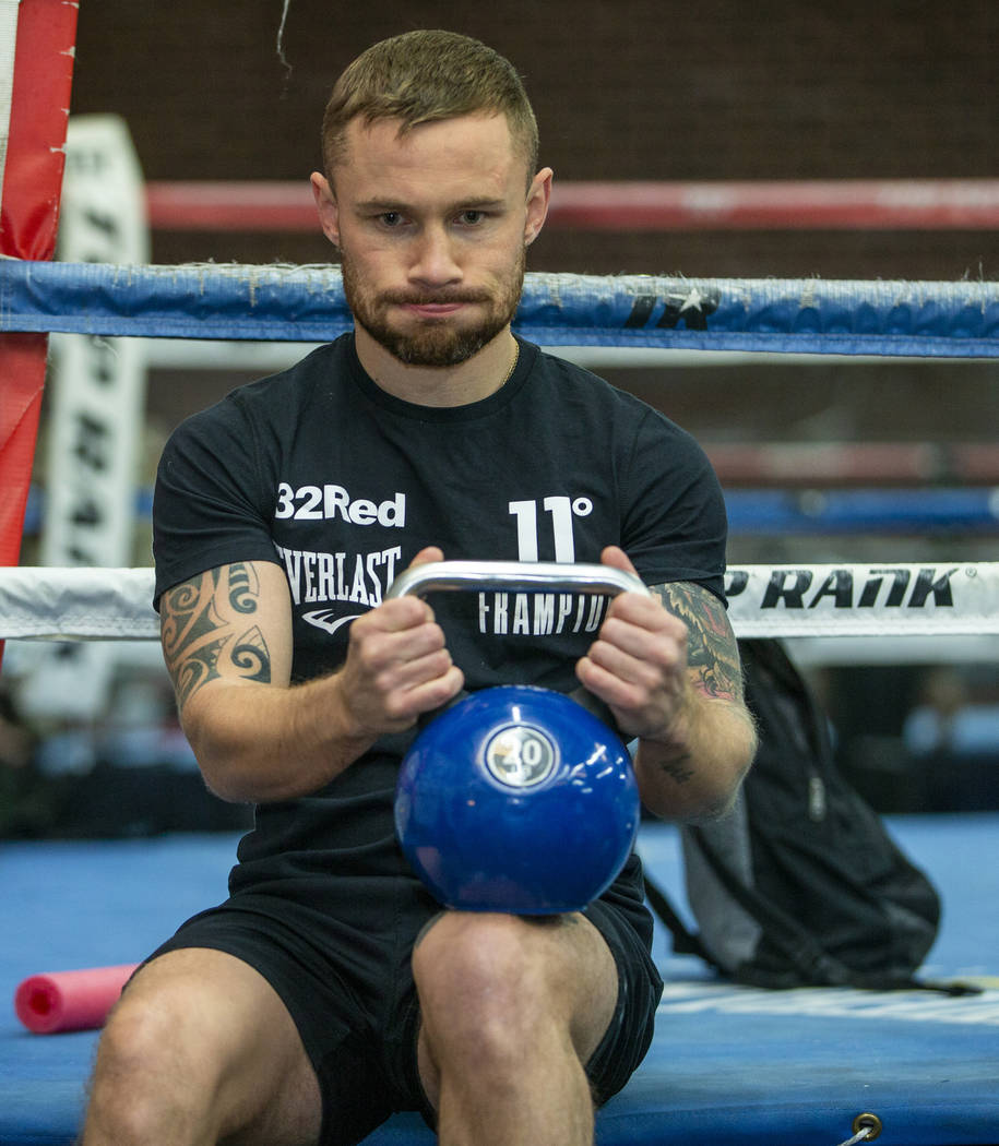 Former two-weight world boxing champion Carl Frampton is seen during a training at the Top Rank ...