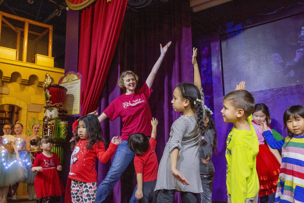 Instructor for the Nevada Ballet Theatreʓara Orrells teaches the "Sugar Plum Slide&q ...