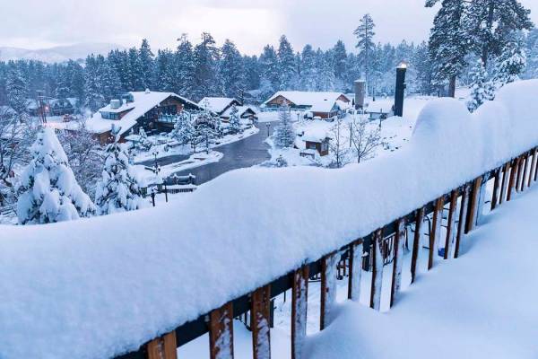 This photo provided by Big Bear Mountain Resort shows a fresh snow fall at Big Bear Mountain Re ...