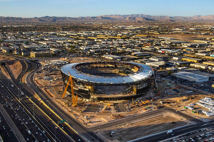 The Raiders Allegiant Stadium construction site on Wednesday, Oct. 16, 2019, in Las Vegas. (L.E ...