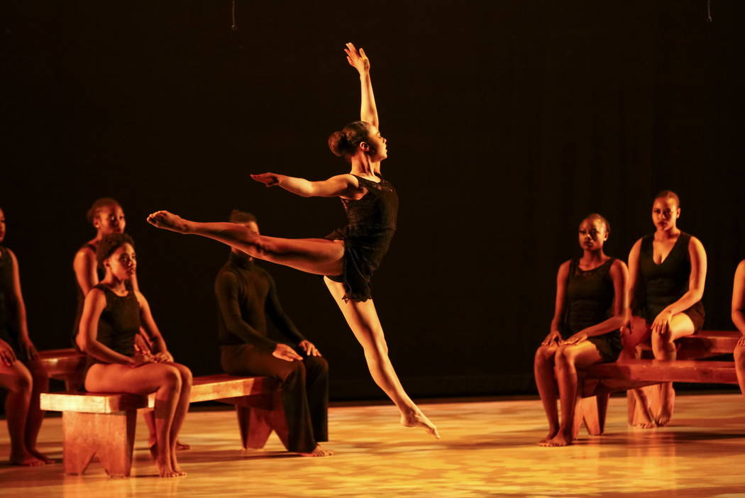 Members of the West Las Vegas Arts Center Performance Ensemble perform a dance routine titled " ...