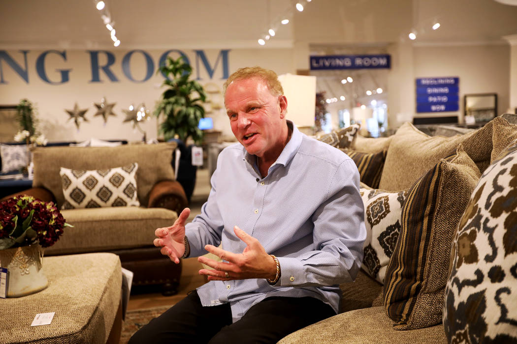 Larry Alterwitz, Walker Furniture CEO, speaks to the Review-Journal at a Walker Furniture store ...