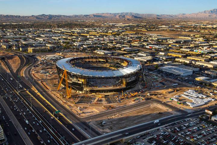 The Raiders Allegiant Stadium construction site on Wednesday, Oct. 16, 2019, in Las Vegas. (L.E ...