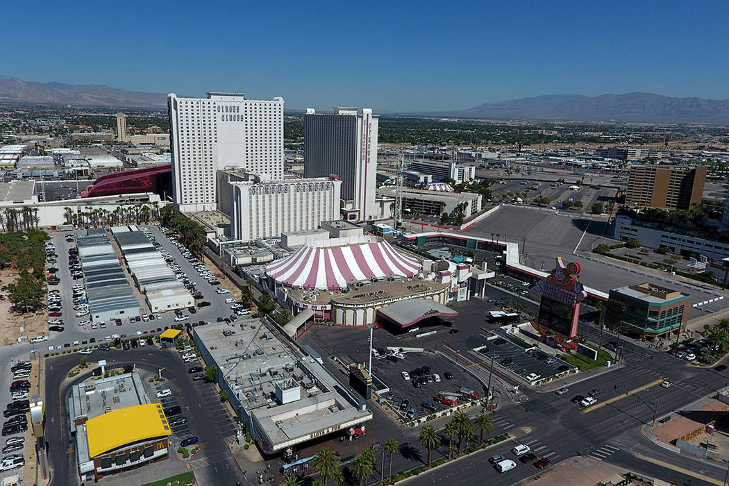 An aerial photo Circus Circus on Friday, October 4, 2019. (Michael Quine/Las Vegas Review-Journ ...