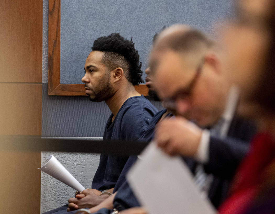 Nathaniel Postelle is seen during a hearing at the Regional Justice Center in Las Vegas on Tues ...