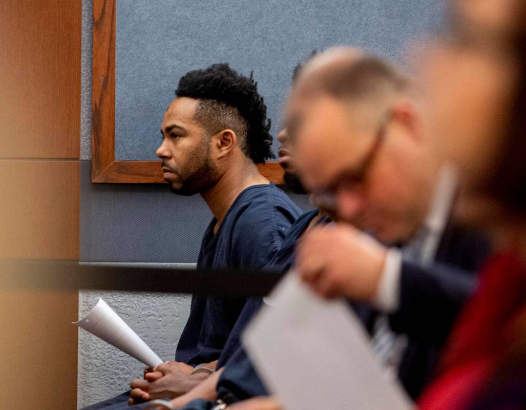 Nathaniel Postelle is seen during a hearing at the Regional Justice Center in Las Vegas on Tues ...