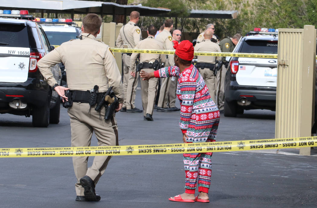 Las Vegas police are investigating after a person was struck multiple times in a shooting at th ...