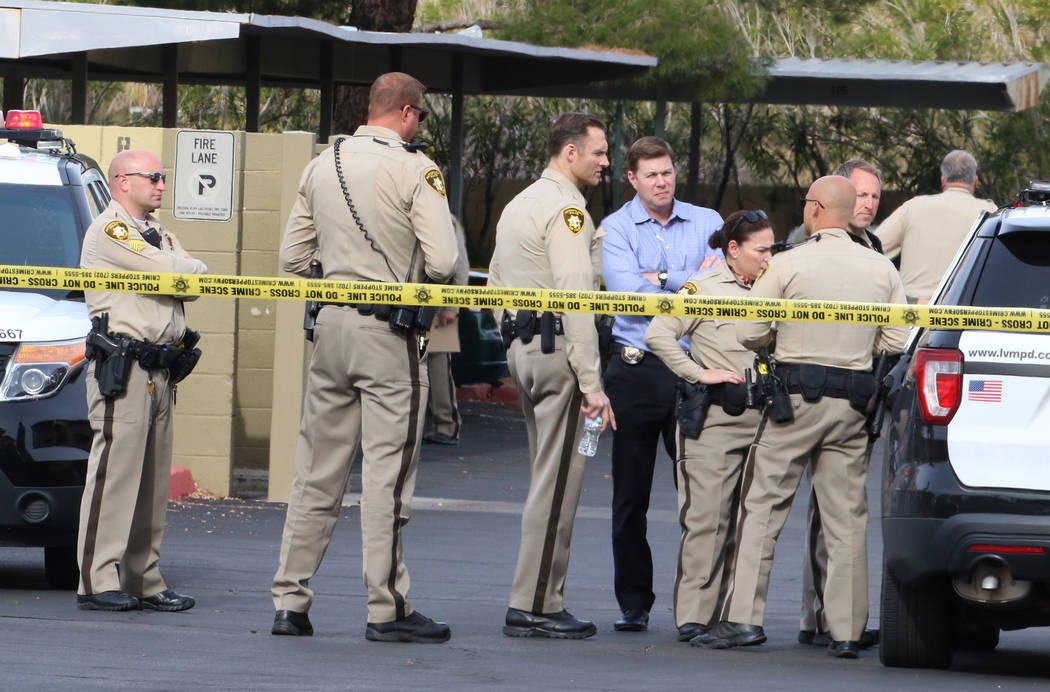 Las Vegas police are investigating after a person was struck multiple times in a shooting at th ...