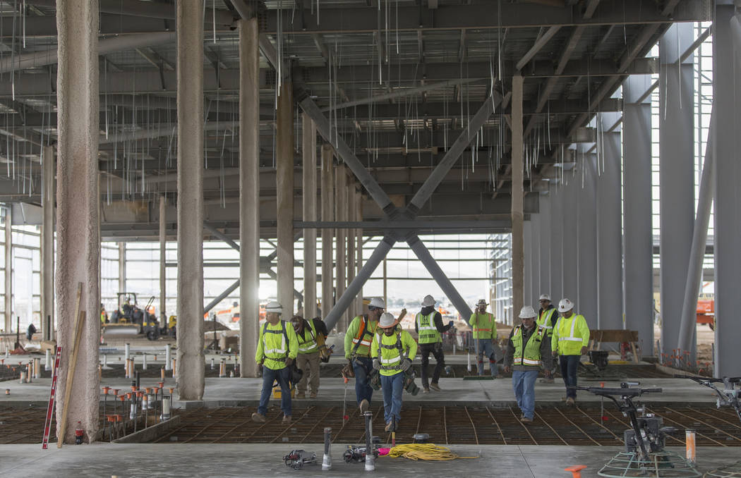 Construction continues on the future Raiders headquarters and practice facility on Tuesday, Dec ...