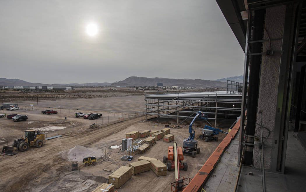 The outside practice field, top/left, at the future Raiders headquarters and practice facility ...