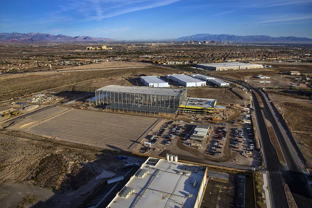 Construction at the Raiders practice facility continues on Wednesday, Oct. 16, 2019, in Henders ...