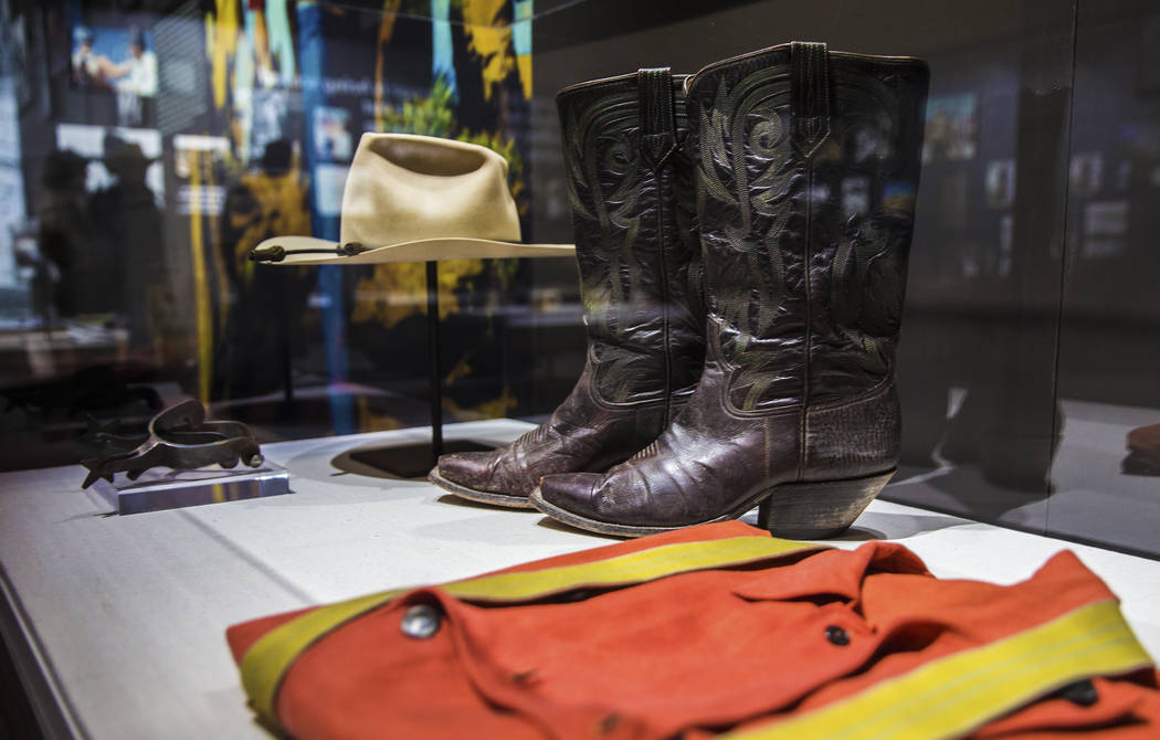 Memorabilia of film icon John Wayne at the "John Wayne: Spirit of the West" interacti ...