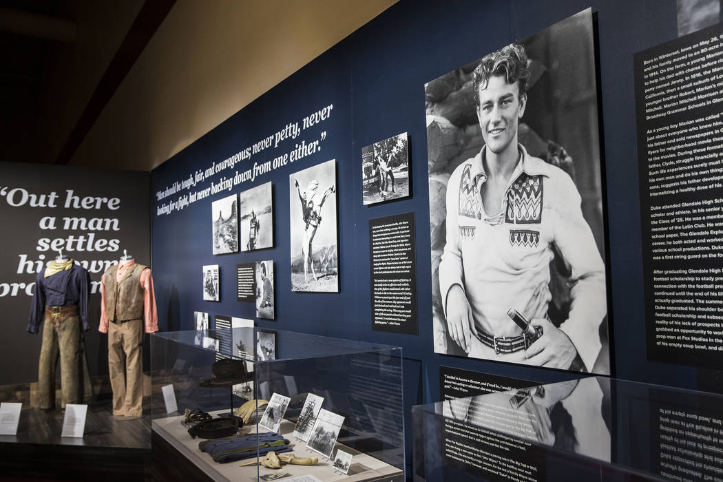 Photographs and memorabilia of film icon John Wayne at the "John Wayne: Spirit of the West ...