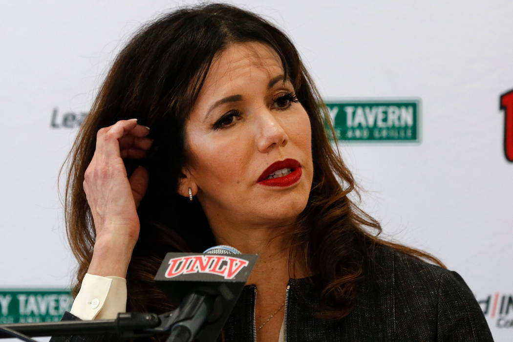 UNLV Director of Athletics Desiree Reed-Francois speaks during a news conference at UNLV in Las ...