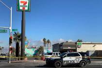 Las Vegas police investigate a stabbing near Bonanza Road and Las Vegas Boulevard North on Thur ...