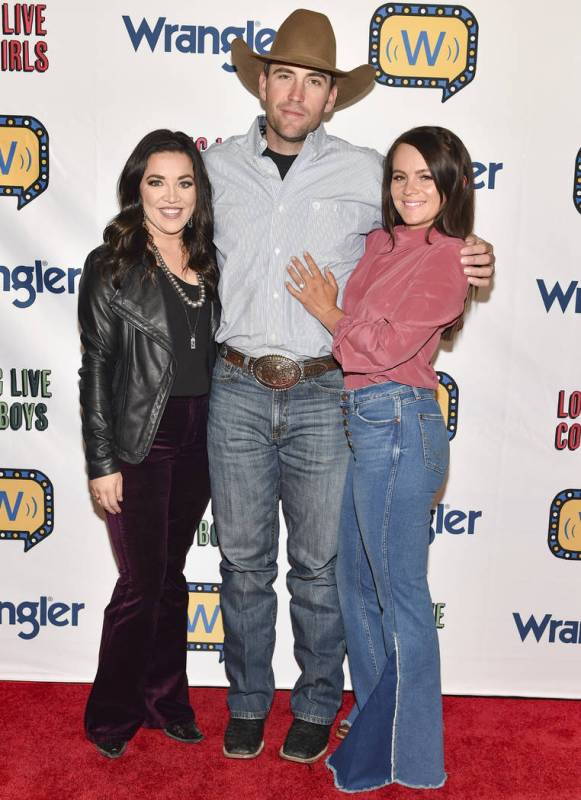 (L-R) Tassie Munroe, Billie Jack Saebens and Ivy Conrado-Saebens attend the WNFR Party With Aba ...