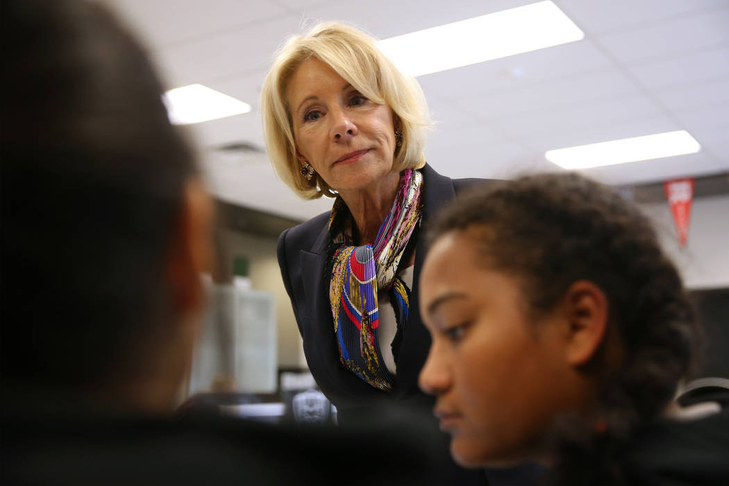 Secretary of Education Betsy DeVos. (Erik Verduzco / Las Vegas Review-Journal) @Erik_Verduzco