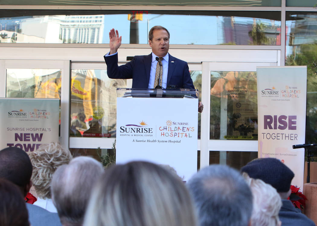 Todd Sklamberg, CEO, Sunrise Hospital Medical Center, speaks during the grand opening and ribbo ...