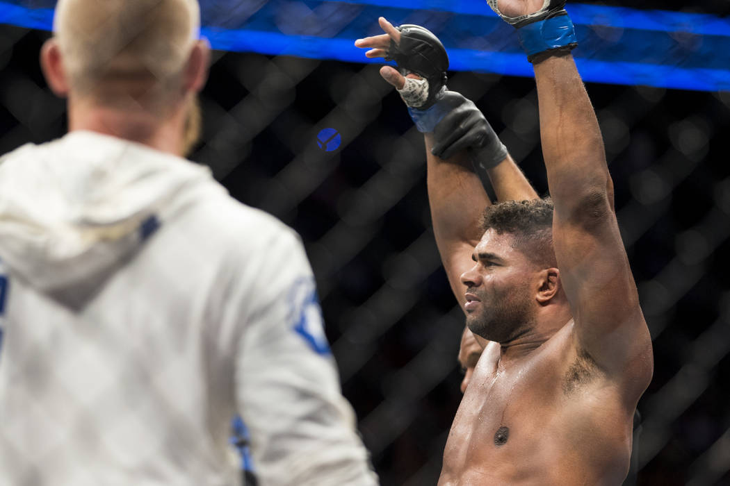 Alistair Overeem is announced the winner against Fabricio Werdum (not pictured) in the UFC 213 ...