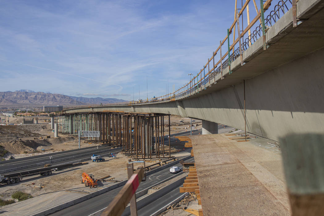 Construction continues on the Centennial Bridge connecting U.S. Highway 95 northbound to the 21 ...