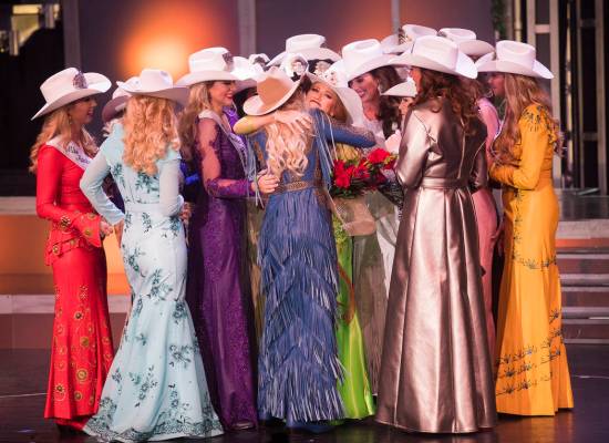 Miss Rodeo South Dakota Jordan Tierney is surrounded by fellow contestants after winning Miss R ...