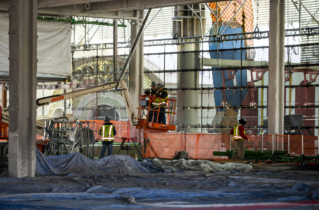 Crews continue to develop the first floor during a construction tour of the Circa on Monday, De ...