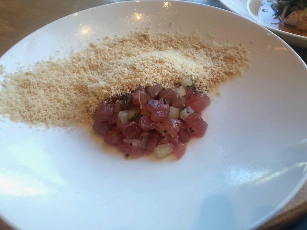 Bigeye tuna with shaved foie gras at Momofuku Las Vegas (Al Mancini Las Vegas Review-Journal)