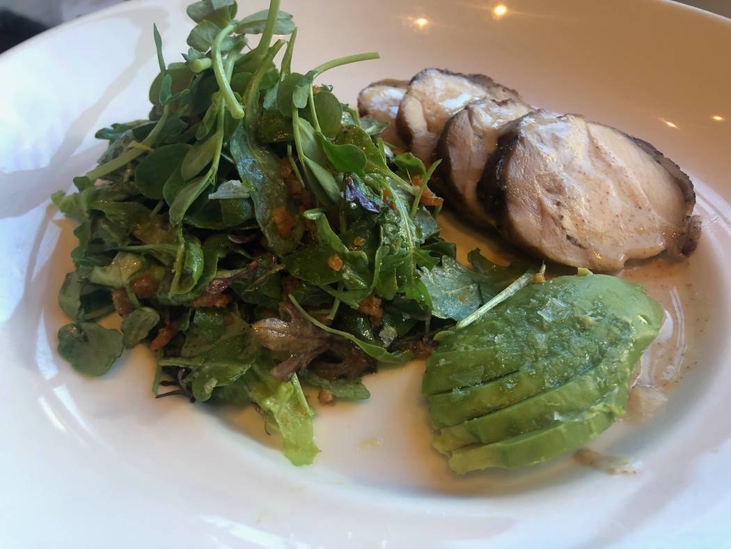 Avocado grain salad with chicken chashu at Momofuku Las Vegas (Al Mancini Las Vegas Review-Journal)