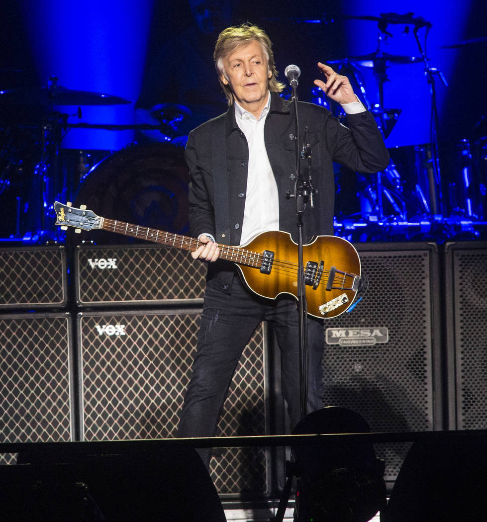 Paul McCartney performs at T-Mobile Arena in Las Vegas on Friday, June 28, 2019. McCartney is s ...