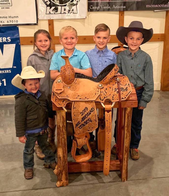 Max Henderson's friends, from left, John Wayne Camac, Clara Camac, Weston Lowe, Easton Johnson ...