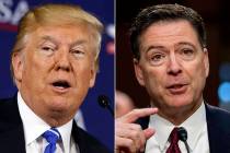 This combination photo shows President Donald Trump and former FBI director James Comey. (AP Ph ...