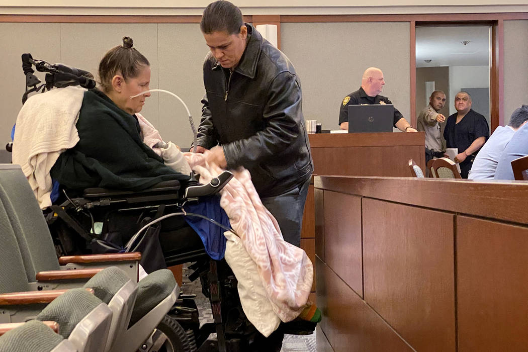 Barbara Owens arrives in the courtroom at the Regional Justice Center in Las Vegas, Wednesday, ...