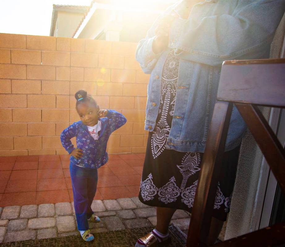 Christine Modica, 3, left, with her great-aunt, Lucille McKnight, at their home in Las Vegas on ...