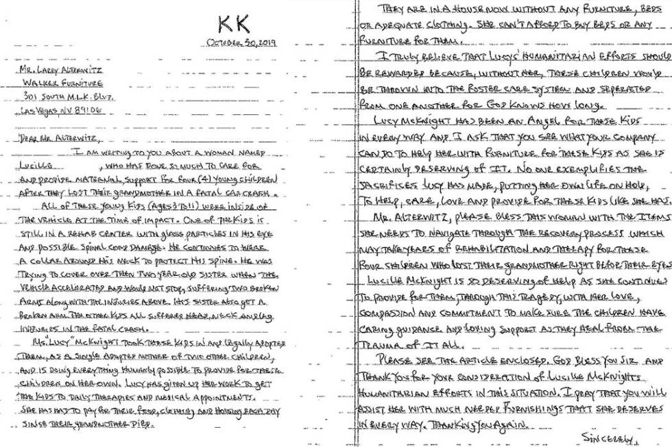 Inspired by Lucille McKnight's selflessness, her partner, Kyle Turpin, sent a nomination letter ...