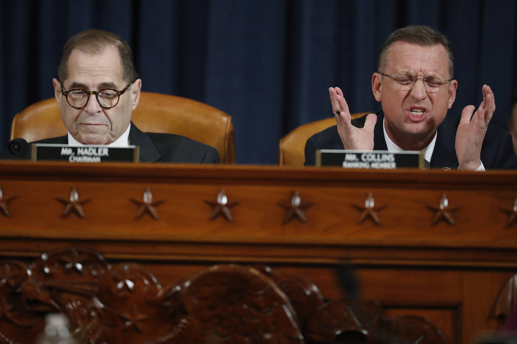 House Judiciary Committee ranking member Rep. Doug Collins, R-Ga., speaks next to House Judicia ...