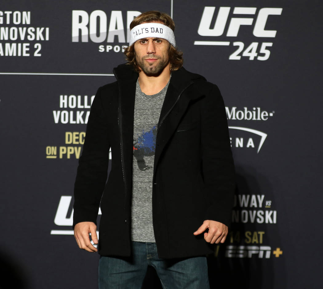 UFC bantamweight Urijah Faber poses for a photo during a UFC 245 media event at the Red Rock ho ...
