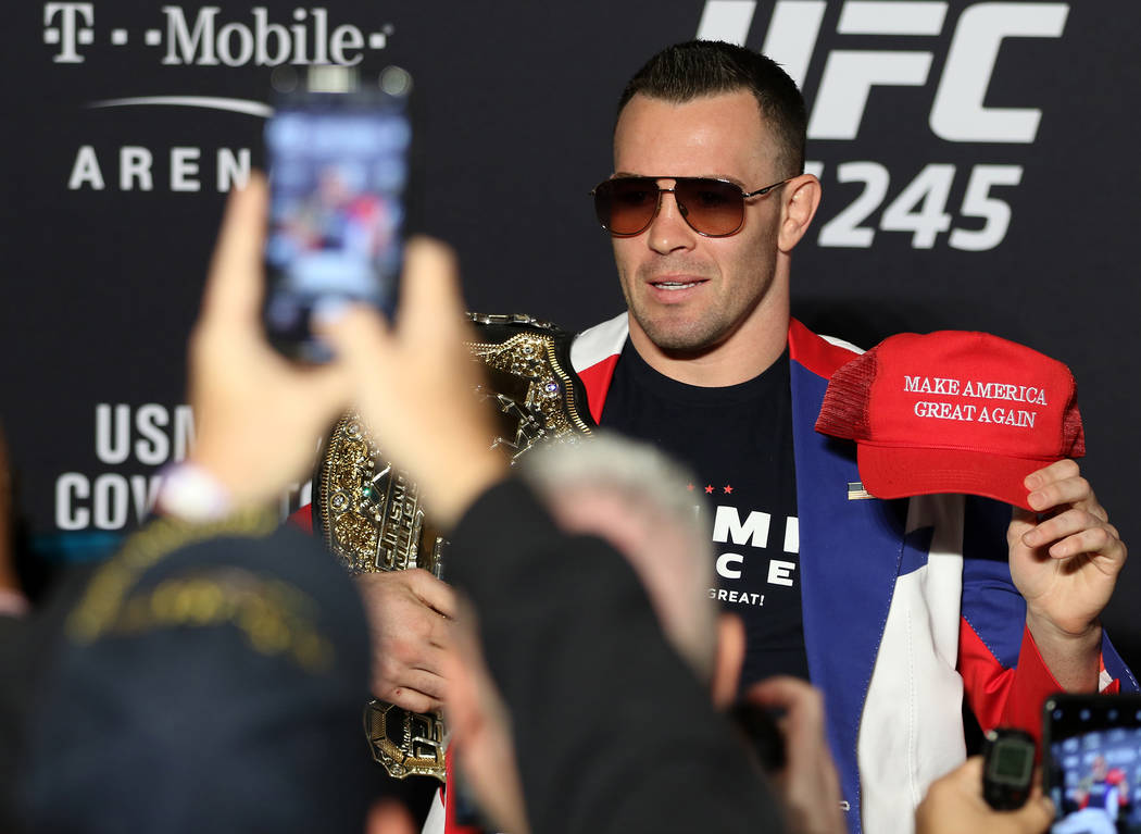 UFC welterweight Colby Covington poses for a photo during a UFC 245 media event at the Red Rock ...