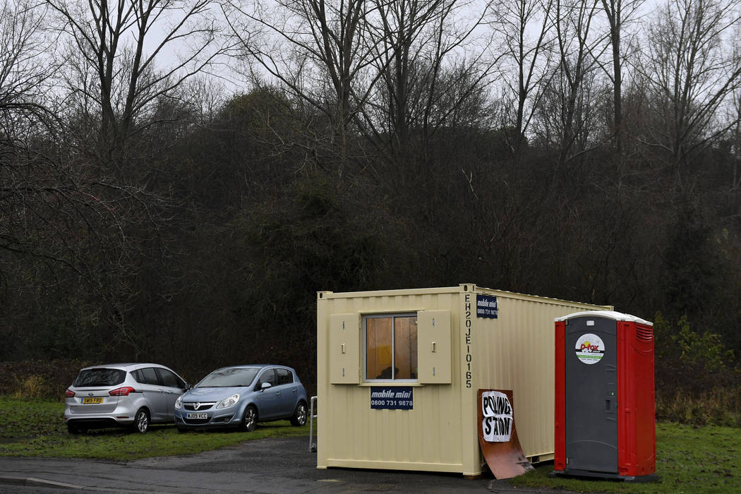 A view of a converted shipping container which is being used as a polling station during the 20 ...
