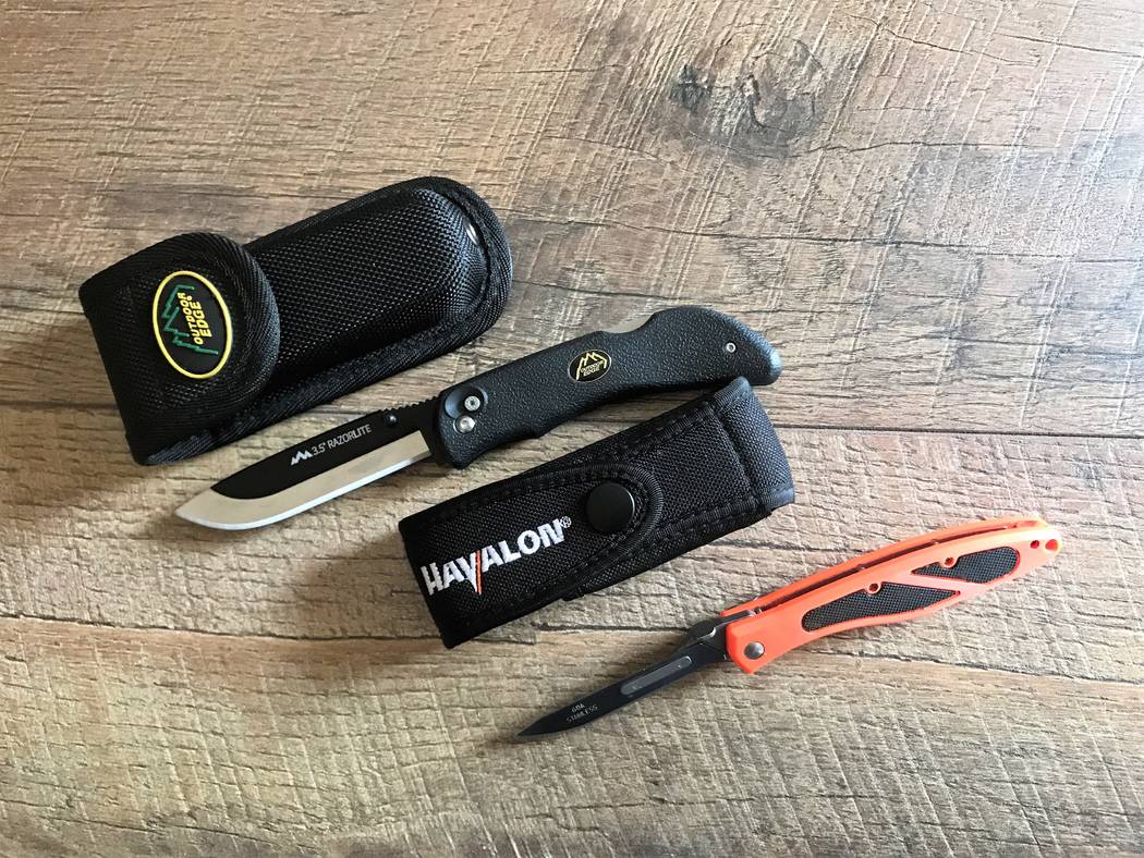 Lightweight offerings like the RazorLite by Outdoor Edge and the Piranta by Havalon are good op ...