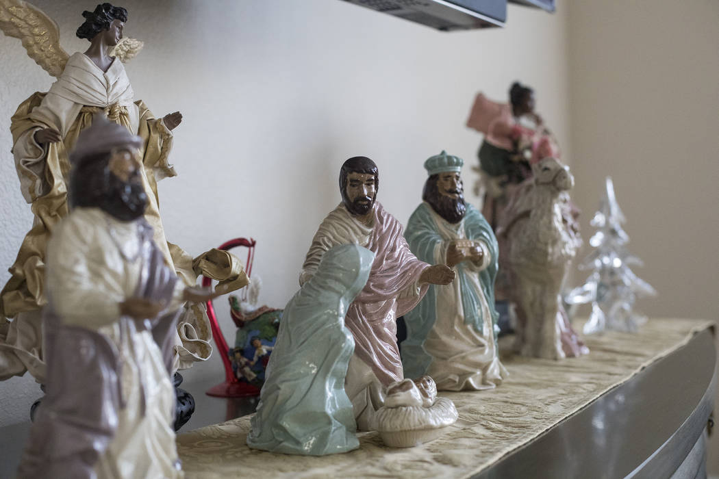 A nativity scene at the home of Roxanne Givens in Las Vegas, Wednesday, Dec. 18, 2019. Givens h ...