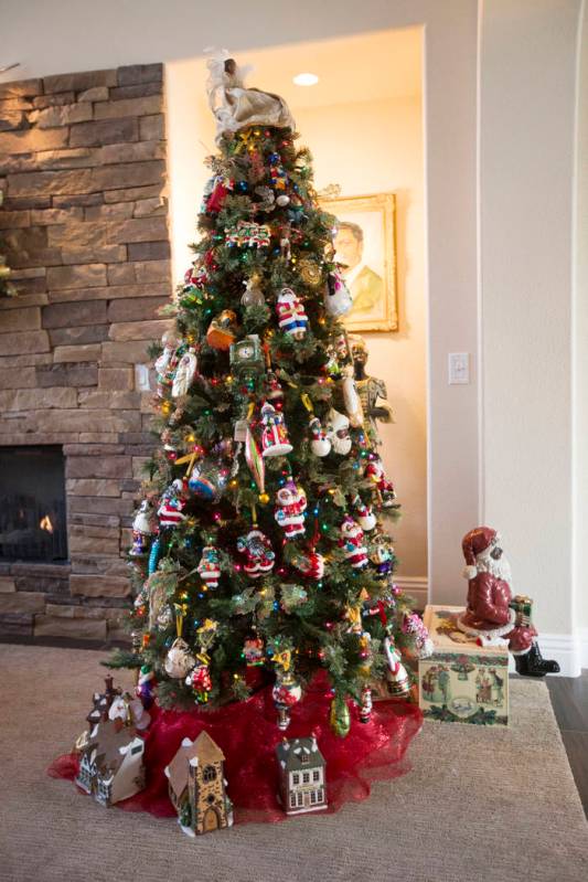 Roxanne GivensÕ Christmas tree covered in African American ornaments at her home in Las Vegas, ...