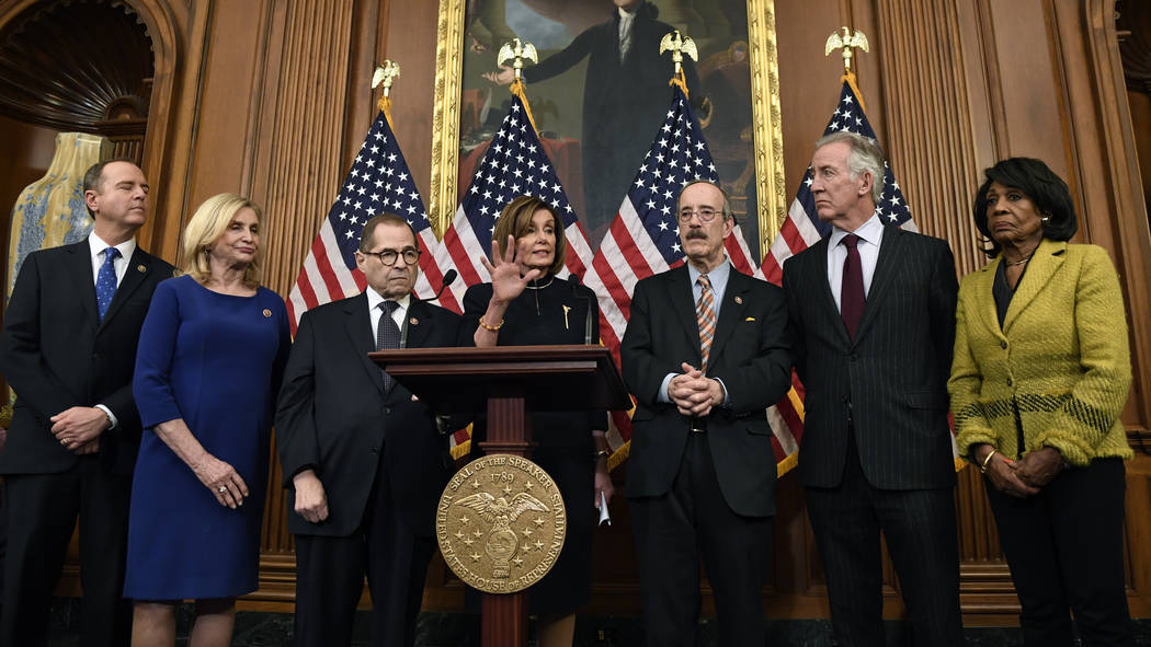 House Speaker Nancy Pelosi, D-Calif., speaks on Capitol Hill in Washington, Wednesday, Dec. 18, ...