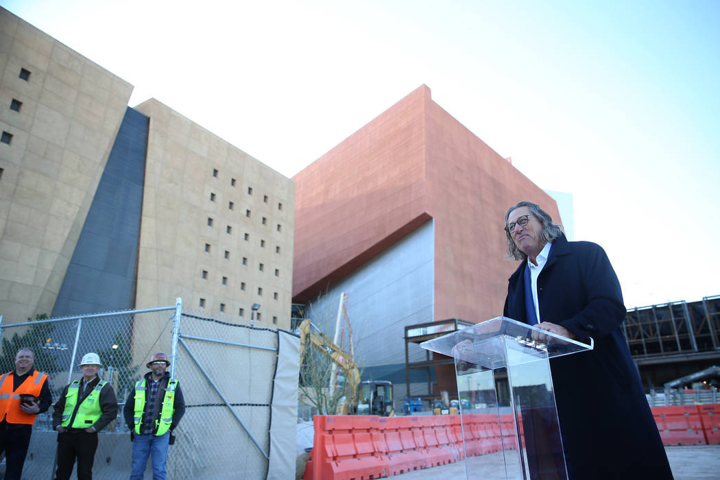 Bob Maricich, president and CEO of International Market Centers, speaks during a topping-off ce ...