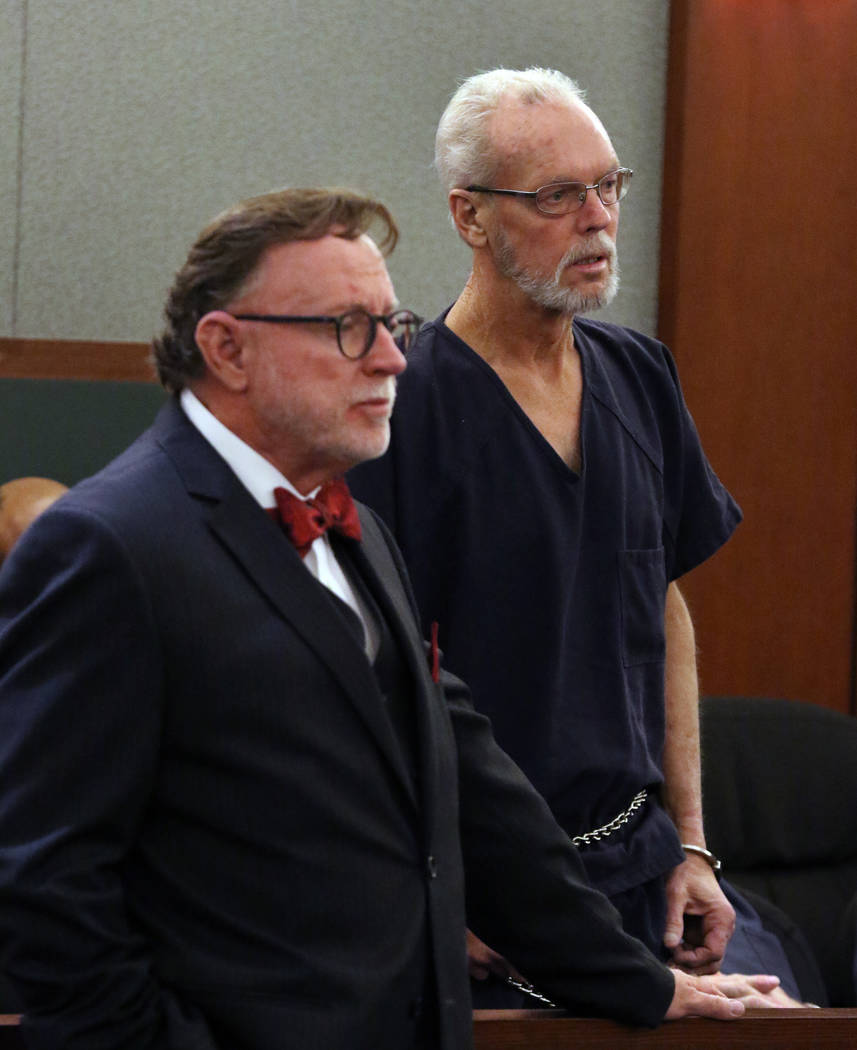 Glenn Harris, right, who is accused of fatally shooting his 30-year-old son, appears in court w ...