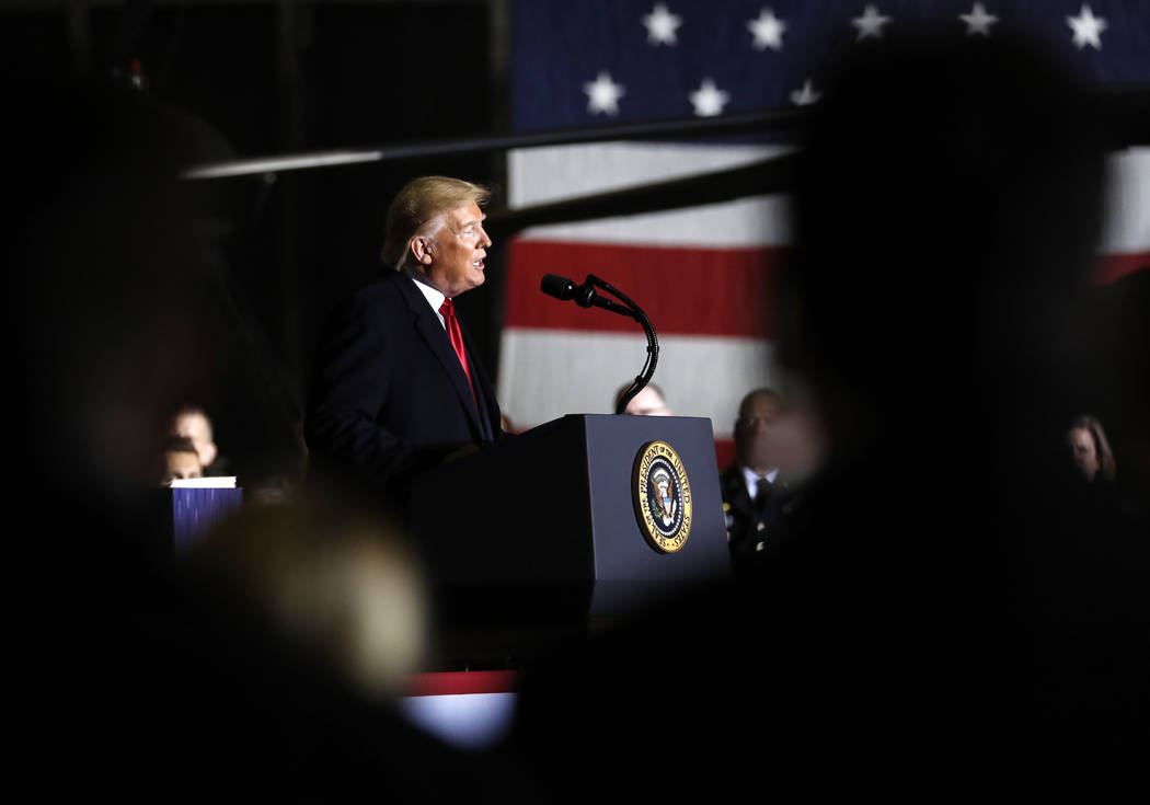 President Donald Trump speaks before signing the National Defense Authorization Act for Fiscal ...