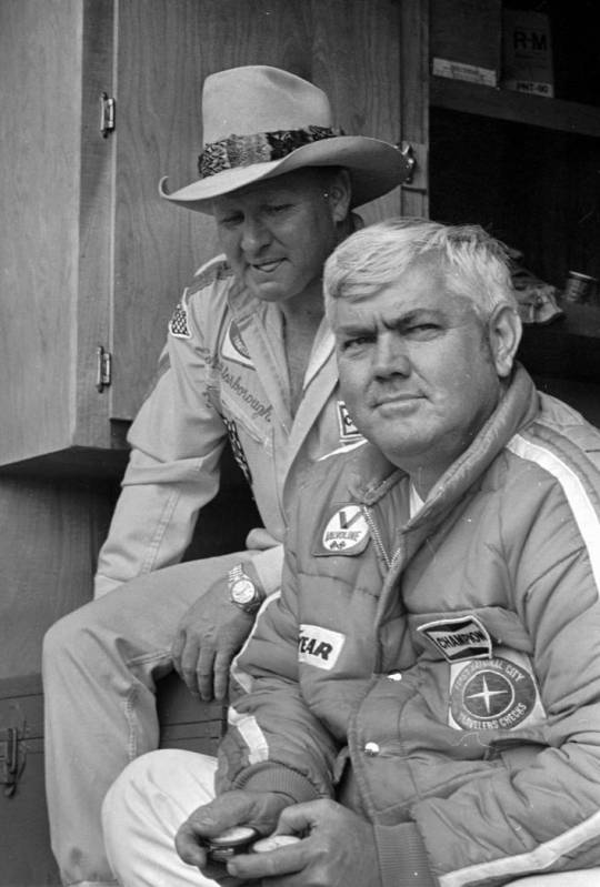 In this May 4, 1978, photo, driver Cale Yarborough, left, and his team owner, former driver Jun ...