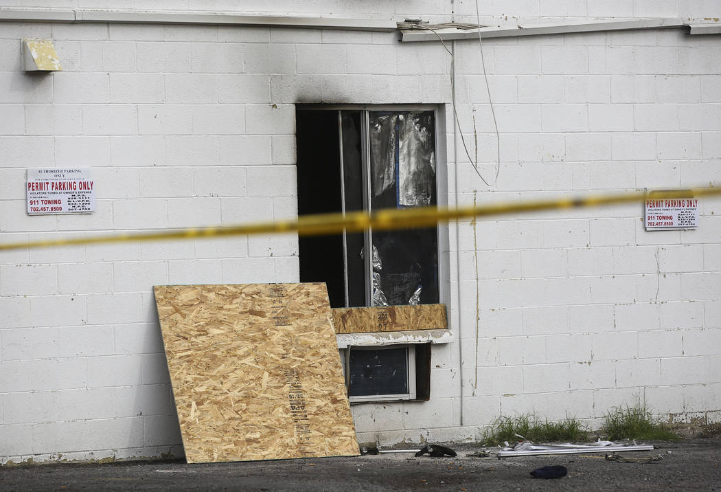 A view of the Alpine Apartment Motel, where an early morning fire left 6 dead in downtown Las V ...