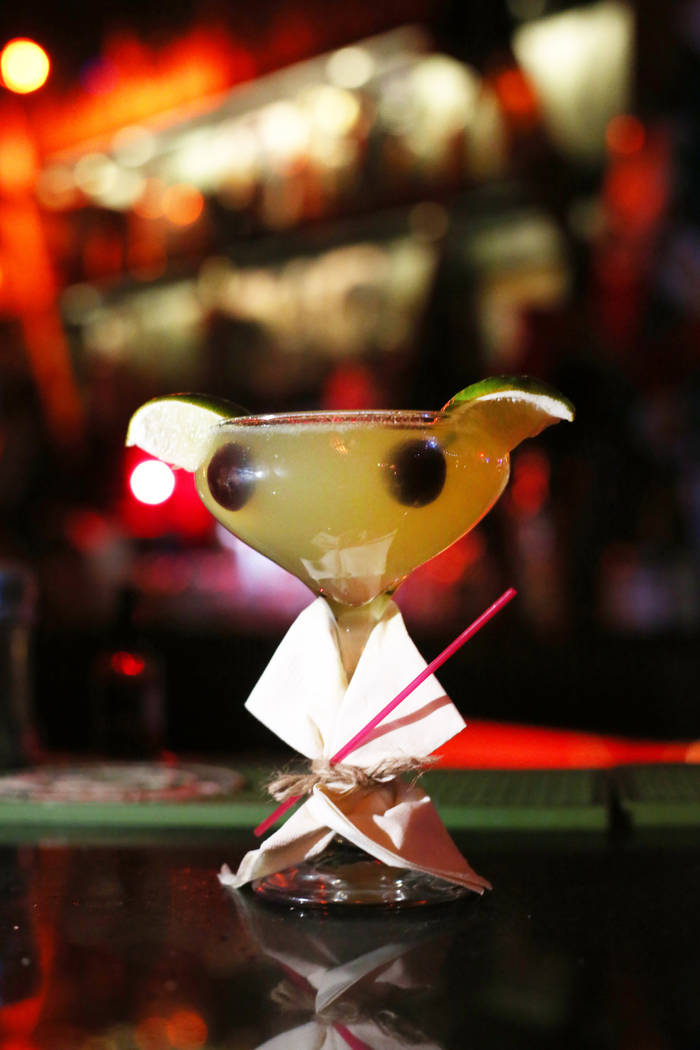 A Baby Yoda cocktail is pictured at the Golden Tiki in Las Vegas on Monday, Dec. 23, 2019. Eliz ...