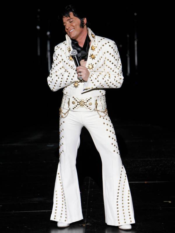 Elvis Presley tribute artist Trent Carlini performs during his show "Trent Carlini Elvolution" ...