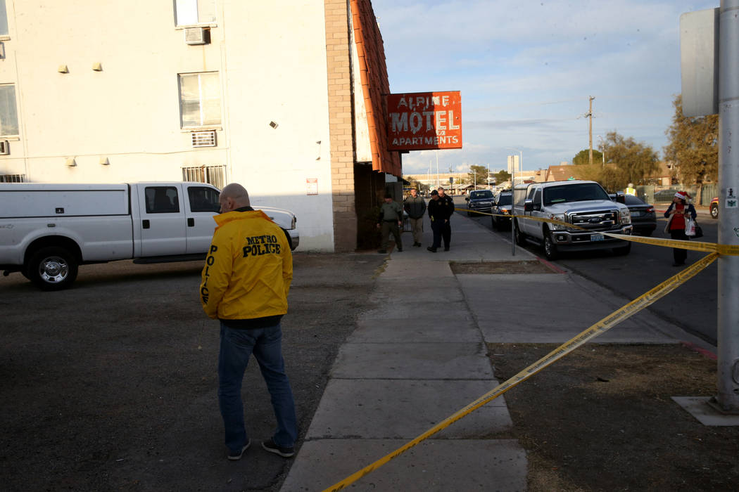 Blanca Daner, right, arrives at the Alpine Motel Apartments Wednesday, Dec. 25, 2019, to place ...